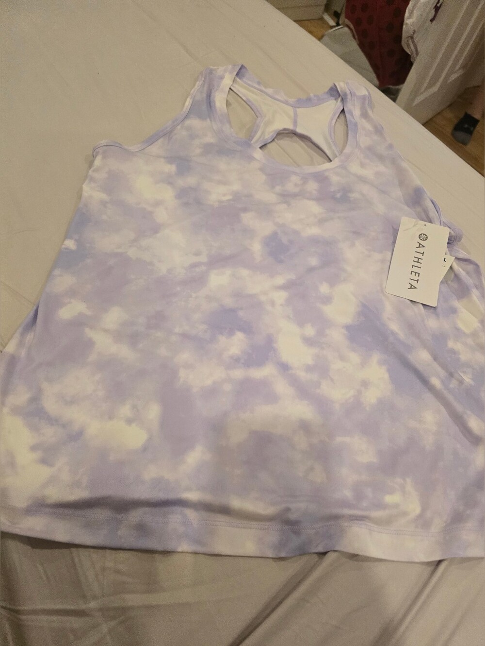 Athleta Lavender and White Tie-Dye Racerback Tank, 1x, NWT